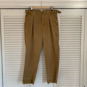 Anthropologie Khaki Cropped Ankle Trousers